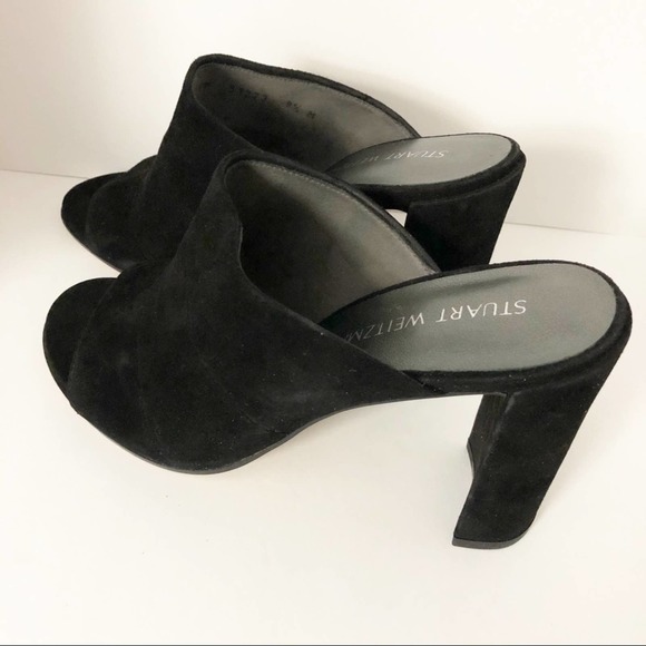 Stuart Weitzman Shoes - Stuart Weitzman Suede Block Heel Black Sandals